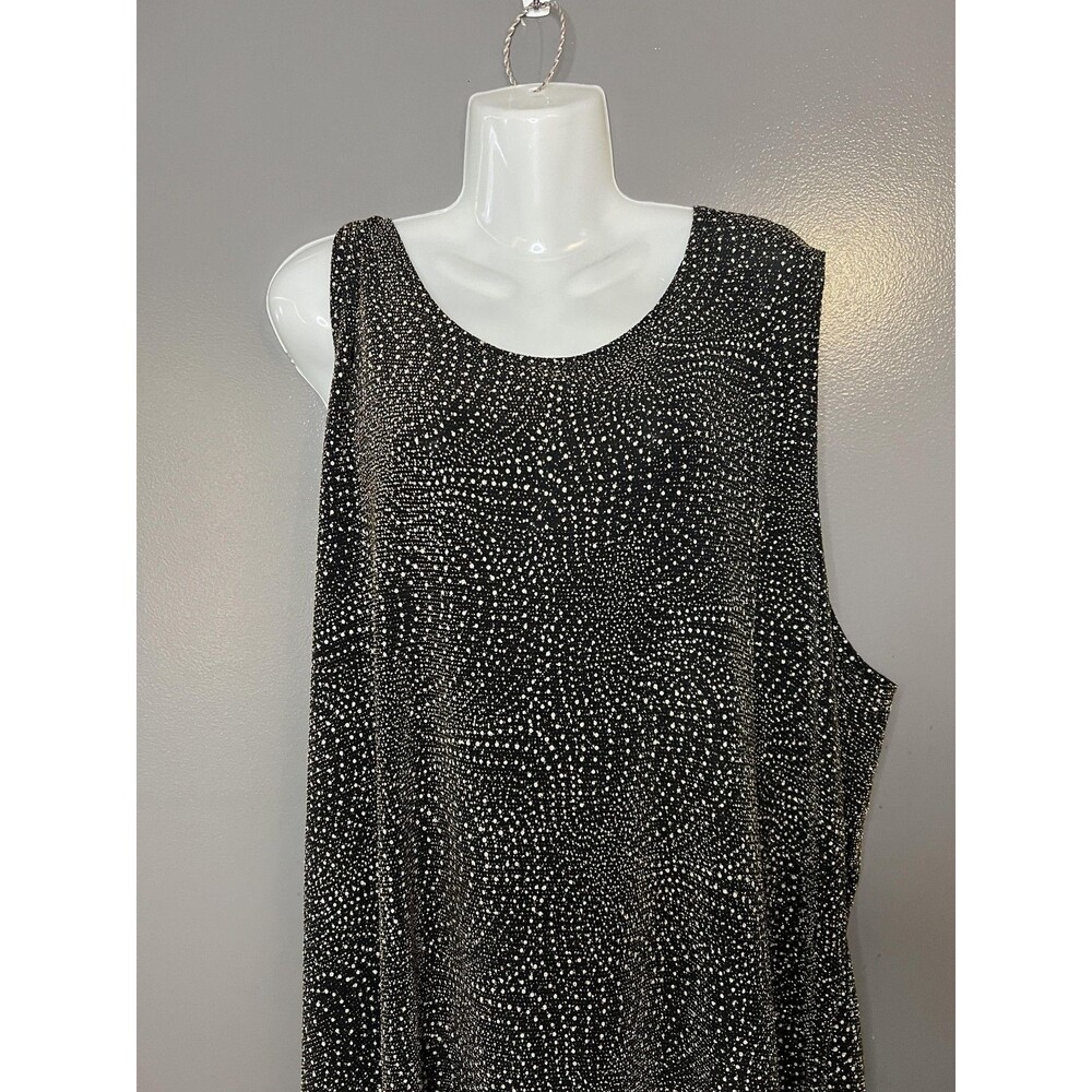 Onyx Nite Tank Top Womens 3X Black Glitter Polka Dot Handkerchief Hem Made USA